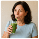 스무디 마시는 중년여성