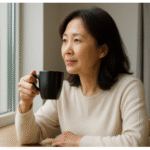 커피마시는 중년여성