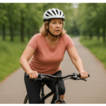 자전거타는 중년여성